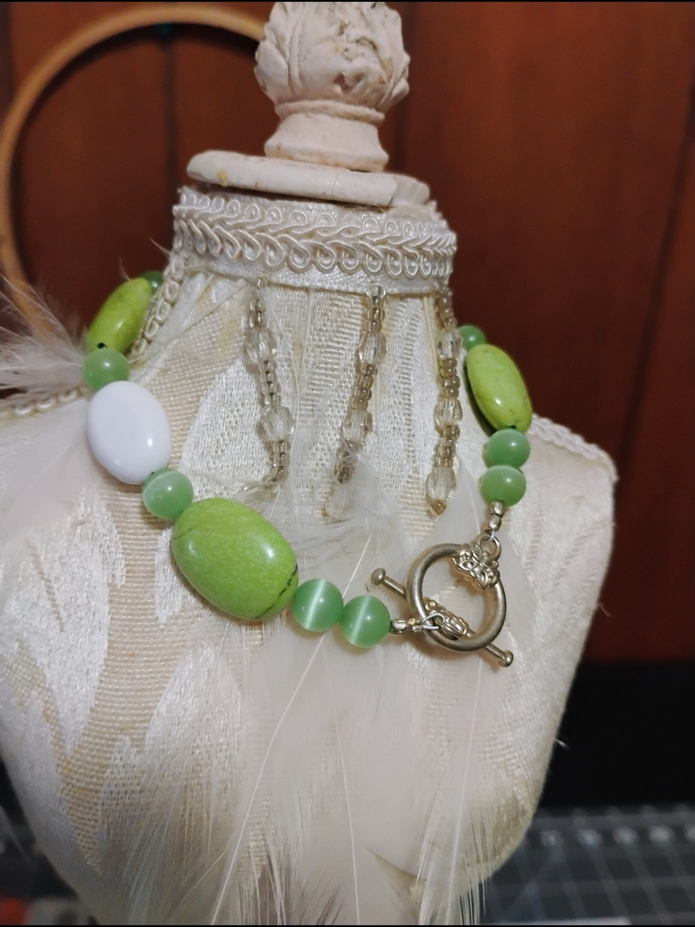 Handmade Green Beaded Toggle Bracelet